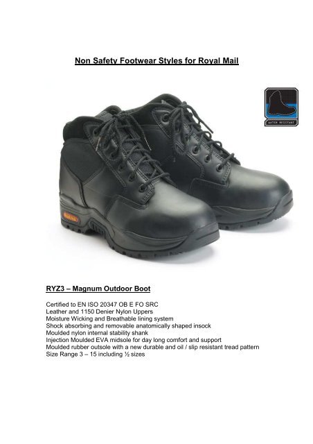 Non Safety Footwear Styles for Royal Mail - myroyalmail