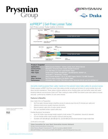 ezPREP® | Gel-Free Loose Tube - Draka Communications