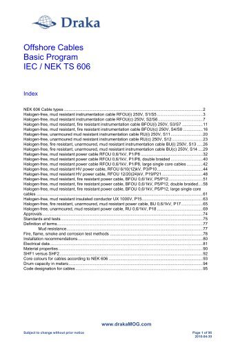 Offshore Cables Basic Program IEC / NEK TS 606 - Draka norsk kabel