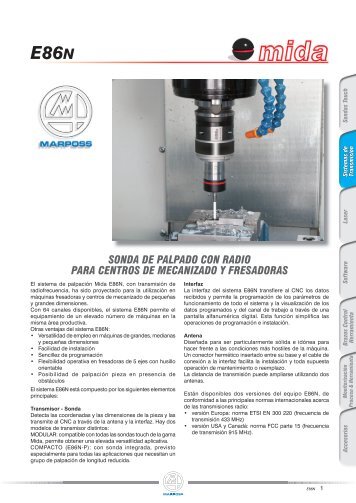 sonda de palpado con radio para centros de mecanizado ... - Marposs