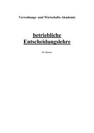 und Wirtschafts-Akademie betriebliche Entscheidungslehre - VWA-BWL