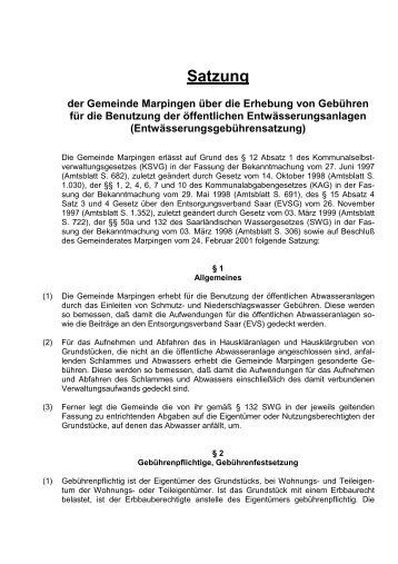 Entwässerungsgebührensatzung 2001 - Gemeinde Marpingen