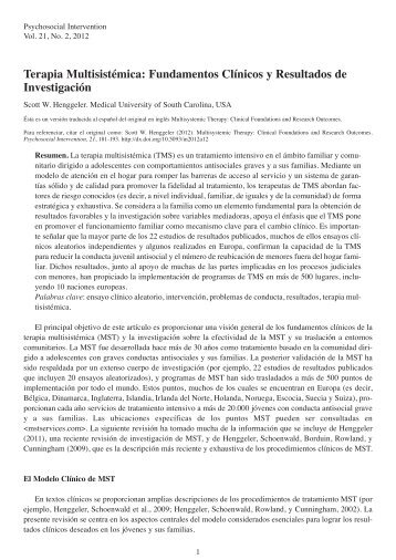 Terapia Multisistémica: Fundamentos Clínicos y Resultados de Investigación