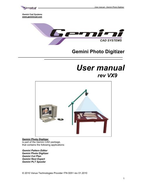 Download Gemini Photo Digitizer V X9 User Manual - Geminicad.com