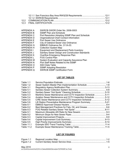 Port-Wide Sewer System Management Plan(SSMP) - Port of Oakland