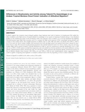 Differences in Morphometry and Activity among Tabanid Fly ...