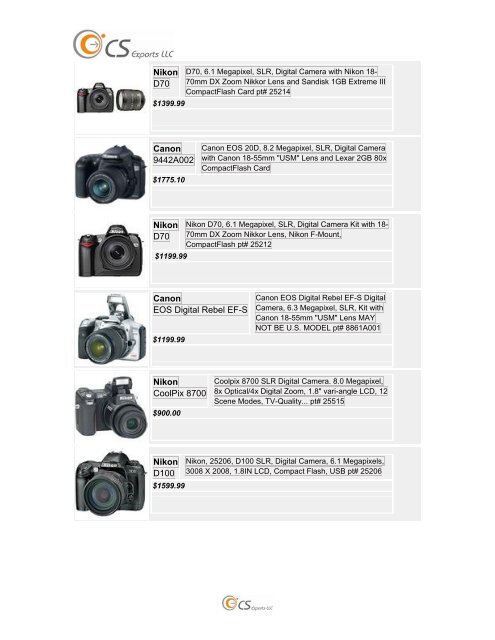 Nikon D70 Canon 9442A002 Nikon D70 Canon EOS - Tripod