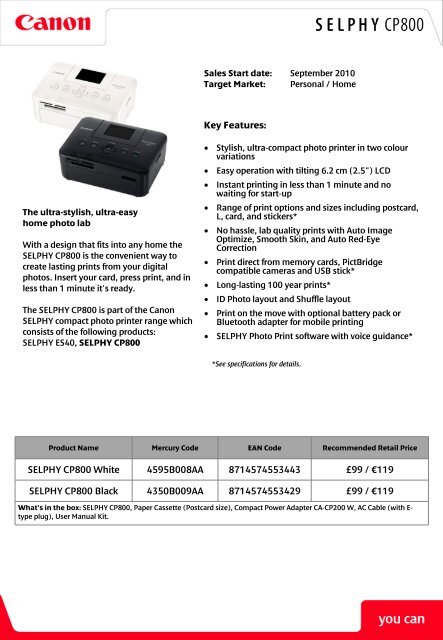 SELPHY CP800 Brochure - Printware