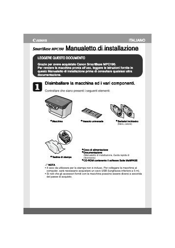 Manualetto di installazione - Canon Download Centre