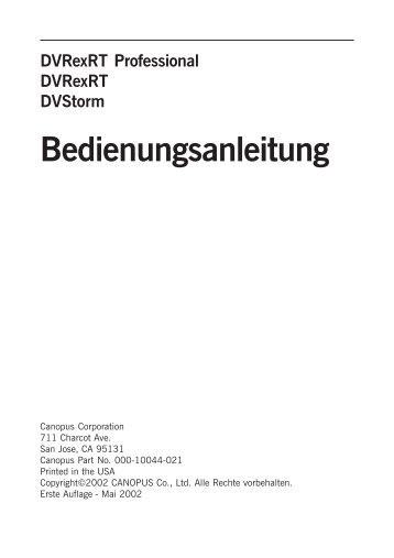 DVStorm Handbuch Kapitel 1