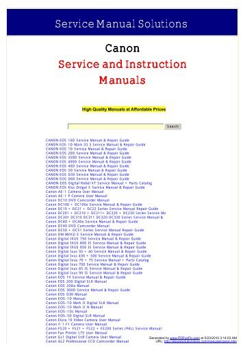 Service Manual Solutions Canon Service and Instruction Manuals