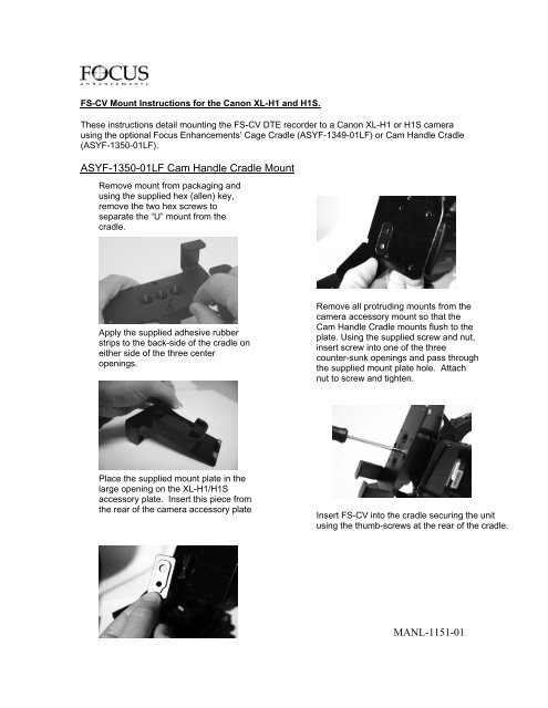 FS-CV Mount Instructions for Canon XL-H1