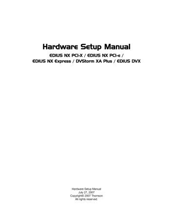 Hardware Setup Manual - DV Finland