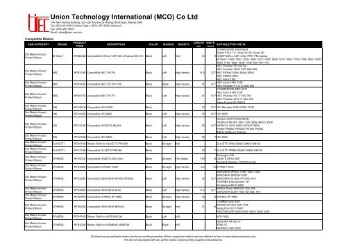 UTEC Ribbon - Union Technology International (MCO) Co., Ltd