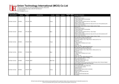 UTEC Ribbon - Union Technology International (MCO) Co., Ltd