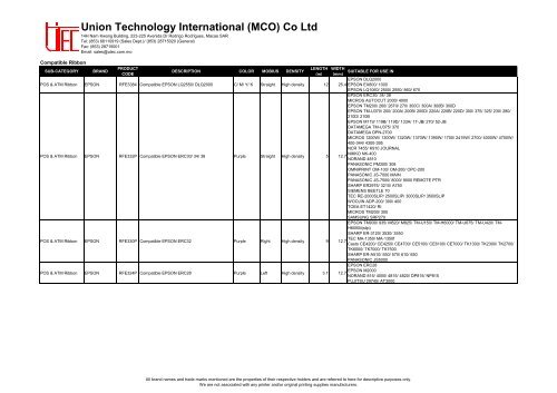 UTEC Ribbon - Union Technology International (MCO) Co., Ltd