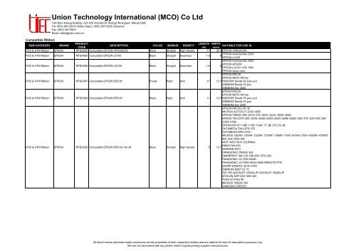 UTEC Ribbon - Union Technology International (MCO) Co., Ltd