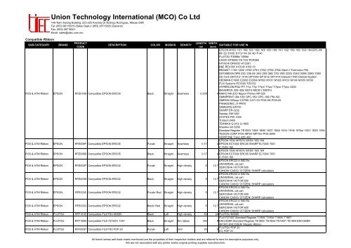 UTEC Ribbon - Union Technology International (MCO) Co., Ltd