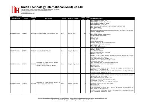 UTEC Ribbon - Union Technology International (MCO) Co., Ltd