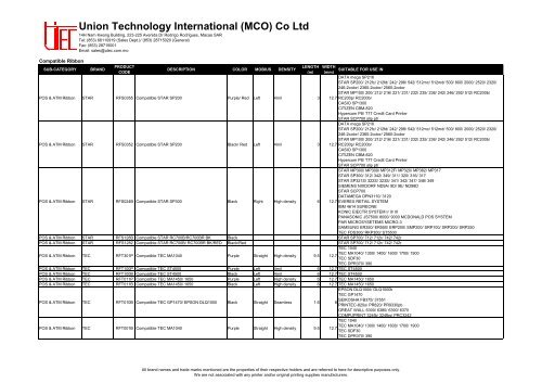 UTEC Ribbon - Union Technology International (MCO) Co., Ltd