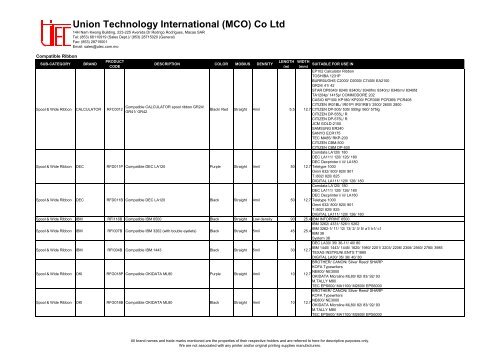 UTEC Ribbon - Union Technology International (MCO) Co., Ltd