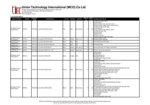 UTEC Ribbon - Union Technology International (MCO) Co., Ltd