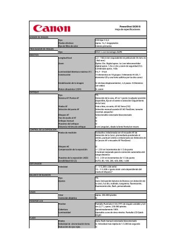 Descargar PowerShot SX30 IS - Especificaciones técnicas - Canon
