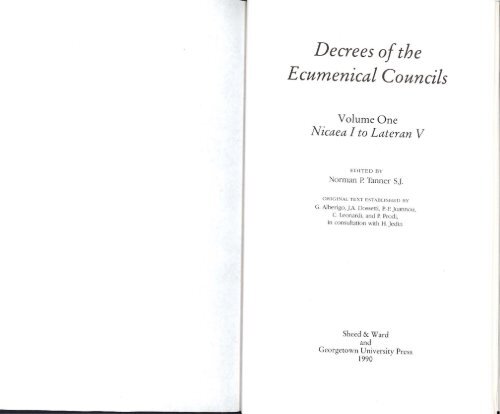 Decrees Of The Ecumenical Councils