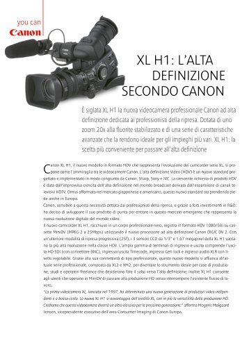 XL H1: L'ALTA DEFINIZIONE SECONDO CANON - Adcom