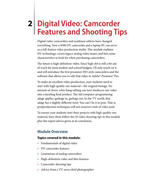 Adob Digital Video Curriculum Guide