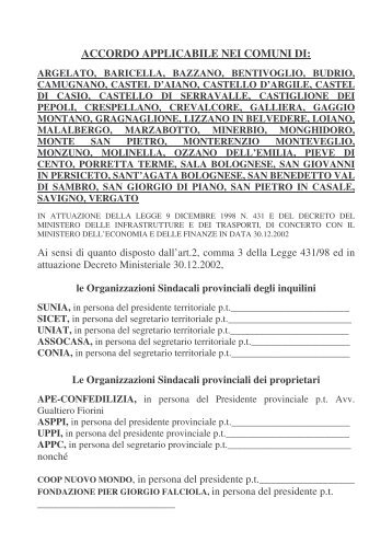 Accordo provinciale canoni concordati - Comune di Minerbio