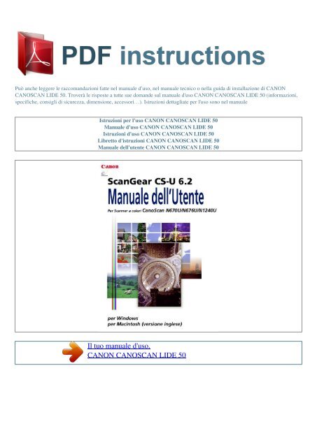 Istruzioni per l'uso CANON CANOSCAN LIDE 50 - ISTRUZIONI PDF