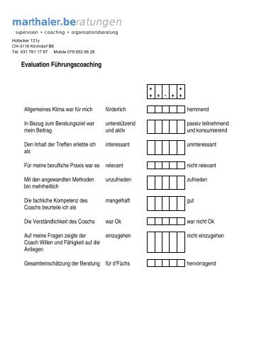 Beispiel "Evaluation Führungscoaching" - Marthaler Beratungen