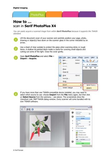 How to scan in Serif PhotoPlus