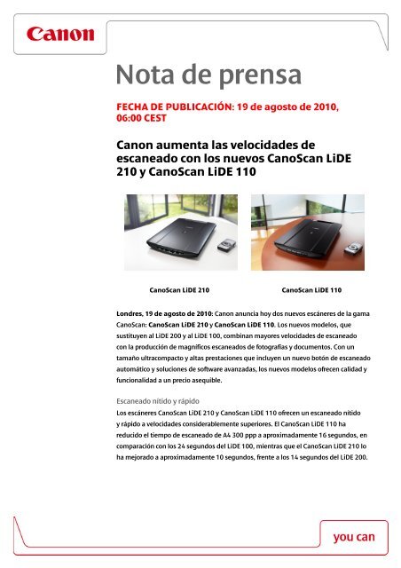 NP CanoScan LiDE 210_CanoScan LiDE 110 - Canon