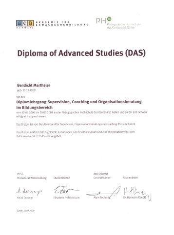 Diploma of Advanced Studies (DAS) - Marthaler Beratungen