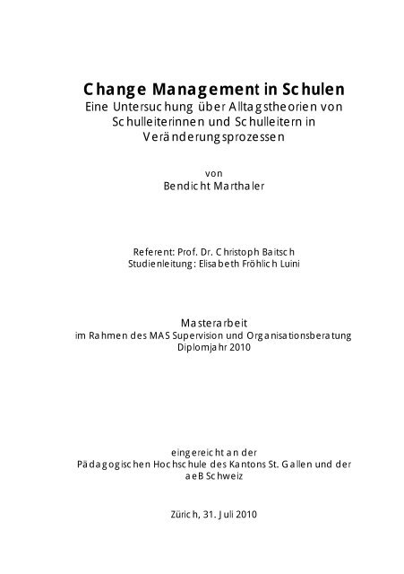 Change Management in Schule - Marthaler Beratungen