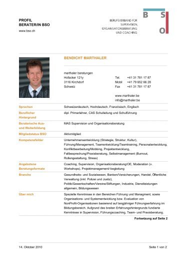 profil berater/in bso bendicht marthaler - Marthaler Beratungen