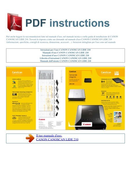 Istruzioni per l'uso CANON CANOSCAN LIDE 210 - ISTRUZIONI PDF