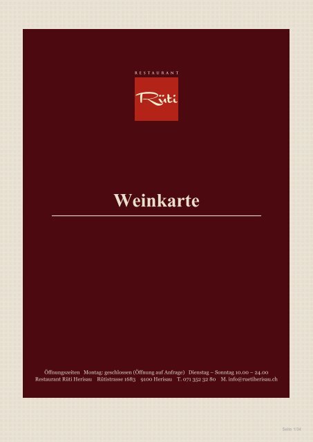 Weinkarte (pdf,335.79 kB) - Restaurant Rüti Herisau