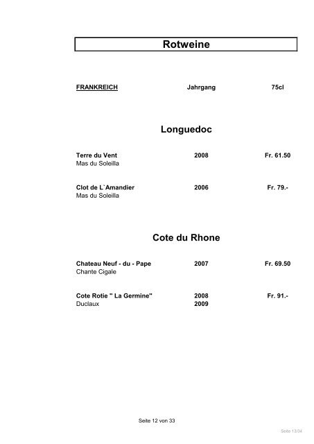 Weinkarte (pdf,335.79 kB) - Restaurant Rüti Herisau