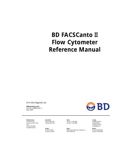 BD FACSCanto II Flow Cytometer Reference Manual