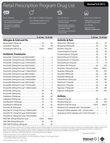 Retail Prescription Program Drug List - Welcome to walmart images