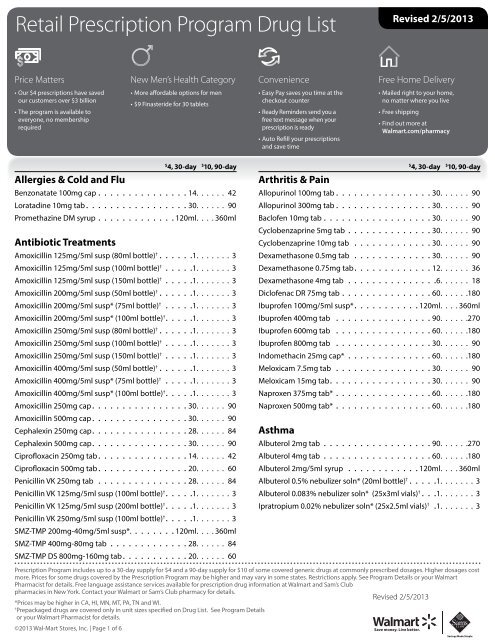 Retail Prescription Program Drug List - Welcome to walmart images