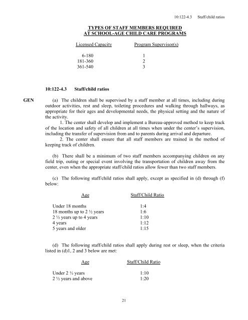 chapter 122 manual of requirements for child care centers - National ...