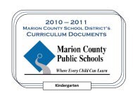 Kindergarten Curriculum Documents - Marion County Public Schools