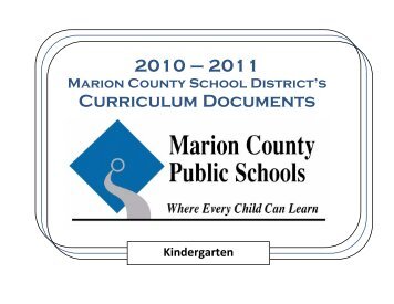 Kindergarten Curriculum Documents - Marion County Public Schools