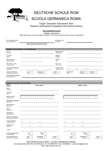 Anmeldeformular - Deutsche Schule Rom