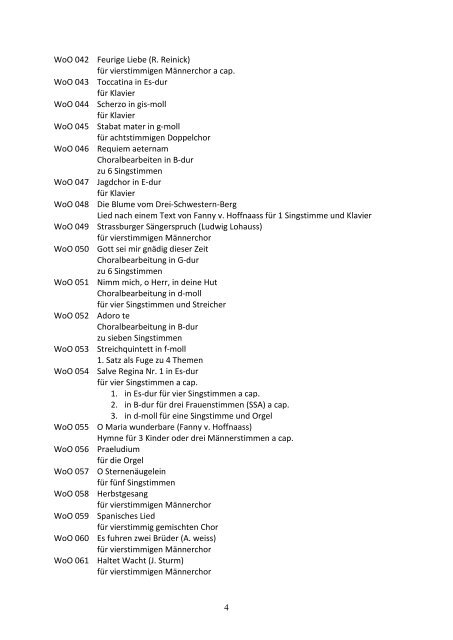 Josef Gabriel Rheinberger Verzeichnis der Werke ohne Opuszahl WoO 1 -100