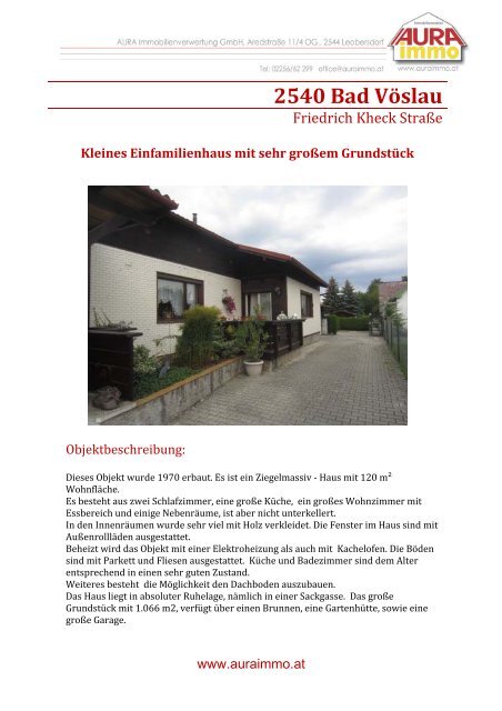 2540 Bad Vöslau - AURA Immobilienverwertung